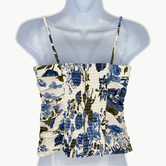 Reformation Orion Floral Organic Cotton Camisole Top | Sz 6 | White & Blue - Picture 8 of 16